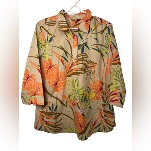 Salon Studio Tropical Floral Women's Top NWOT